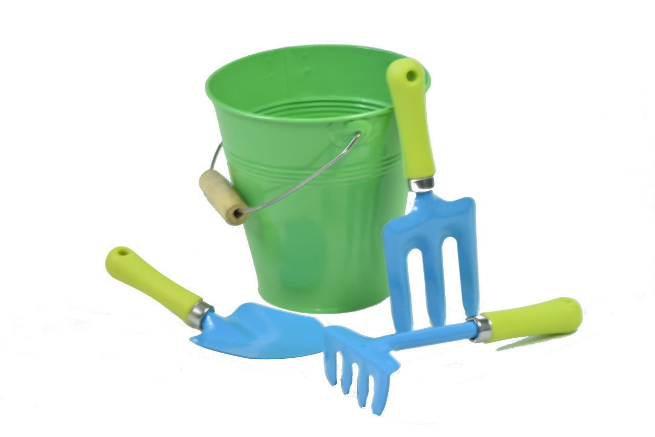 JustForKids 10051 Cubo de agua para niños con juego de herramientas de jardinería